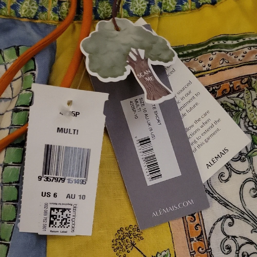 Alemais Multicolor Graphic Print Linen Shorts - Picture 2 of 8